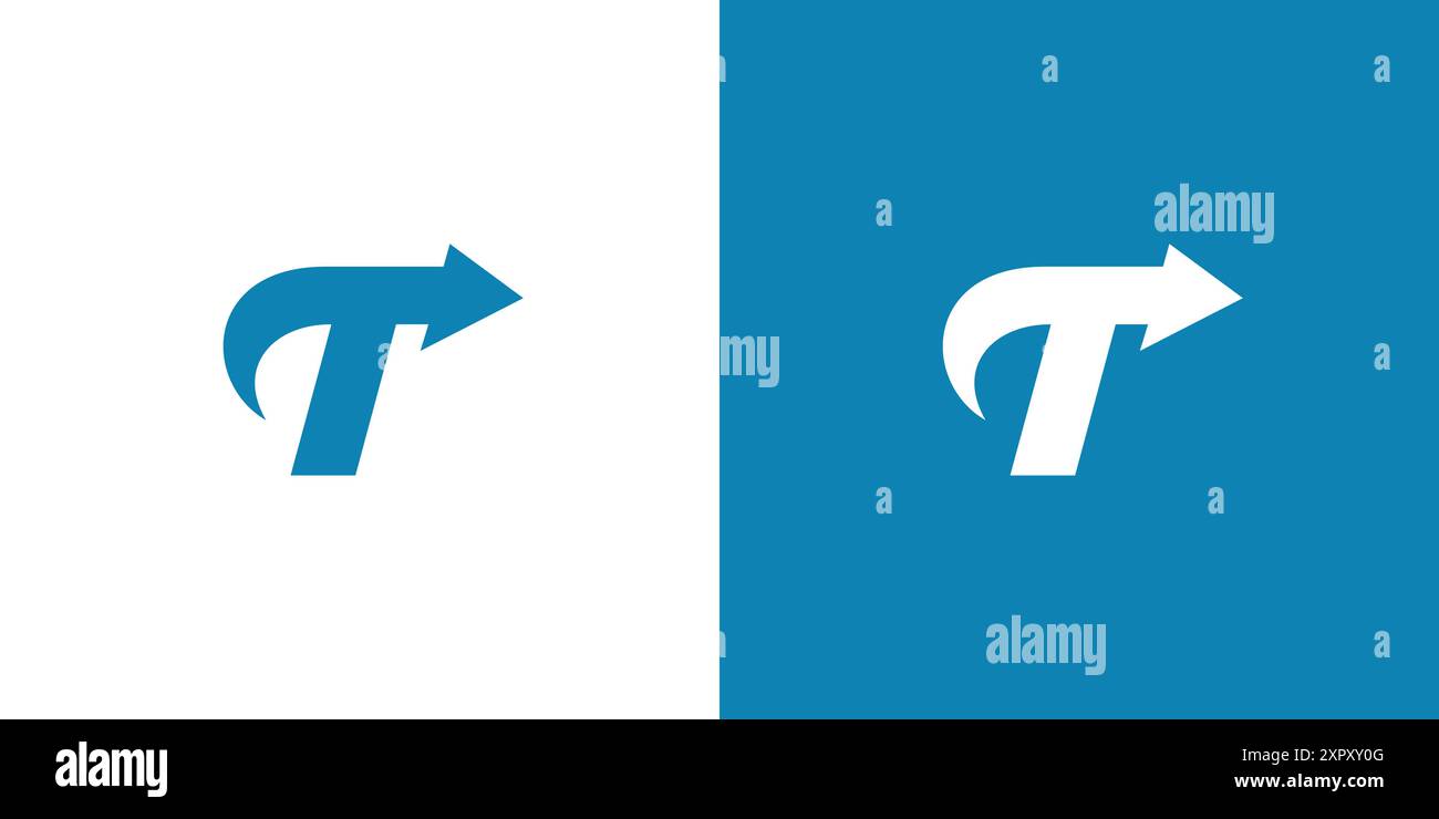 Simple and modern letter T arrow initials logo design Stock Vector
