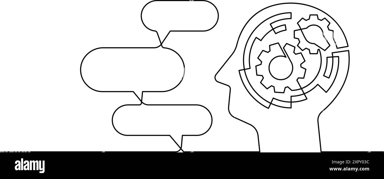 ai chatbot neural network one line continuous drawing copy space illustration Stock Vector