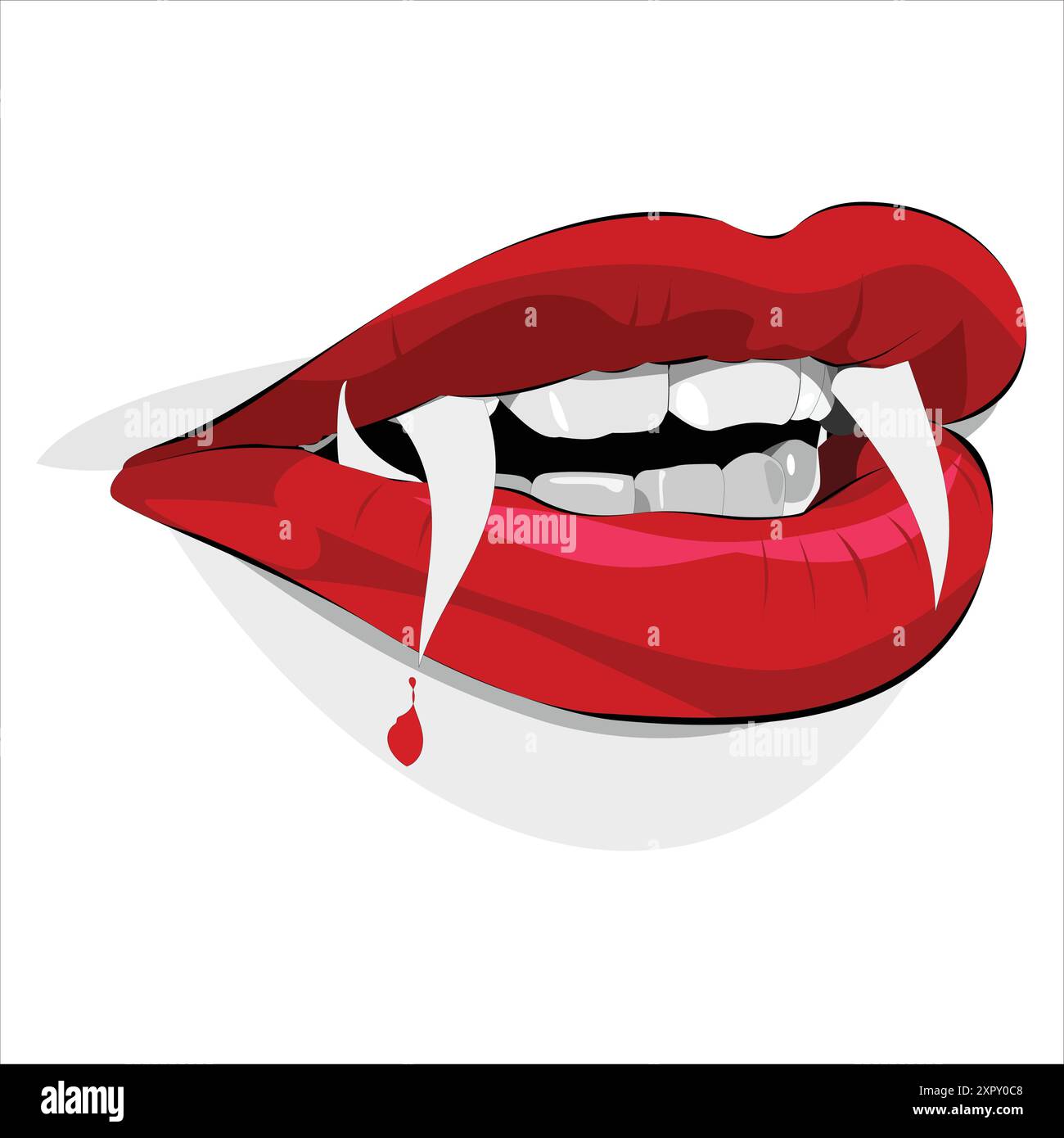 Vampire or Dracula female mouth with long pointed canine teeth vector ...