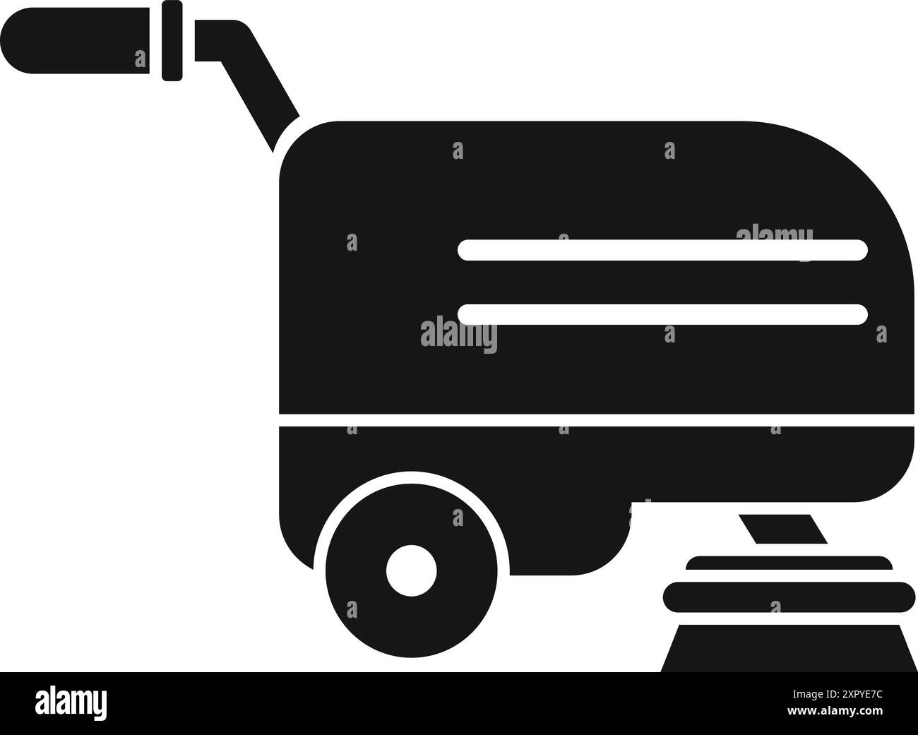 Professional cleaning machine using rotating brushes for cleaning floor in simple style Stock Vector