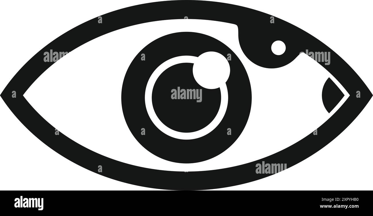 Simple black and white icon of a human eye looking up, with blood ...
