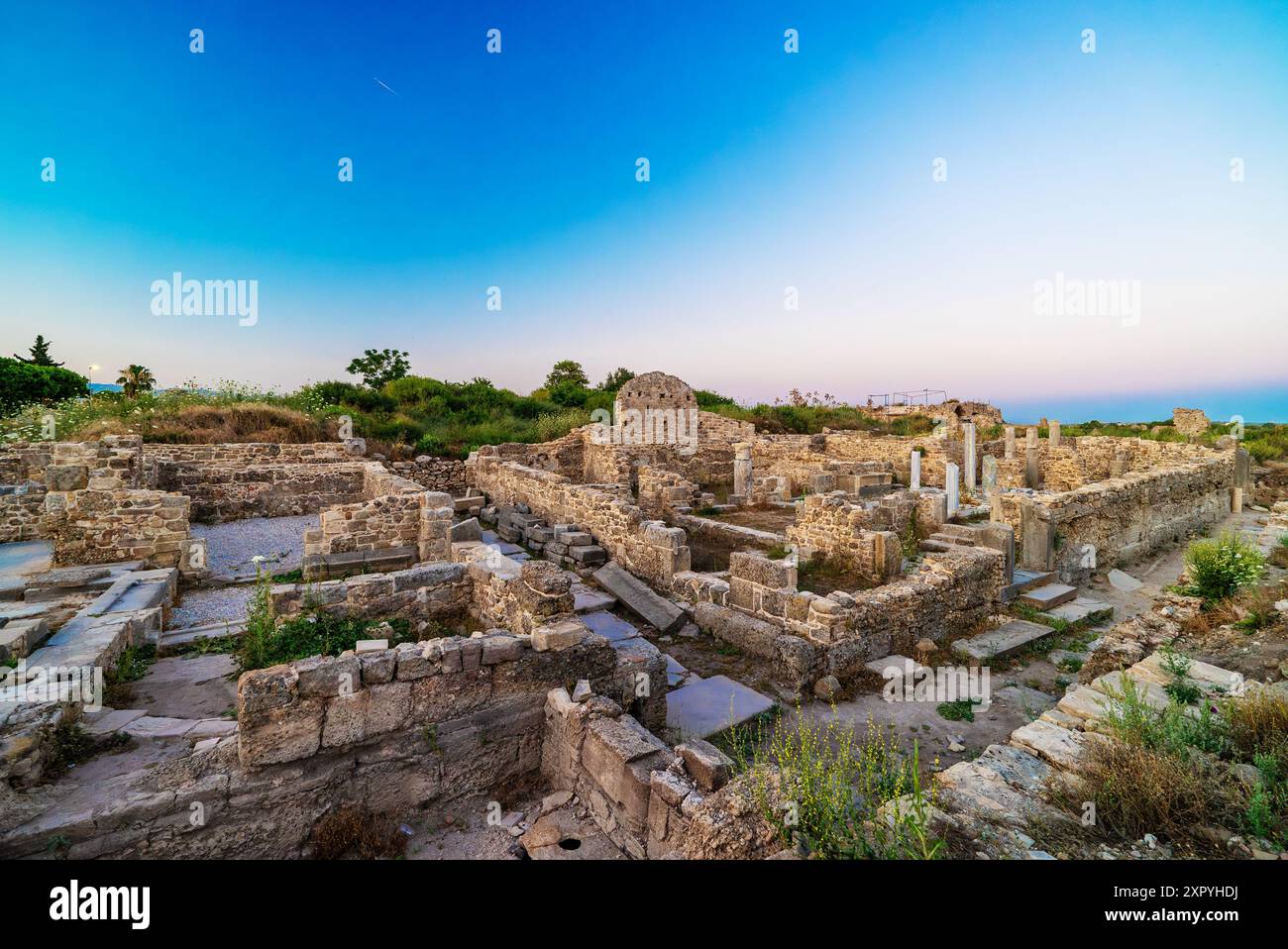 Ruins of the ancient city of Side. Remains of ancient Houses Stock ...