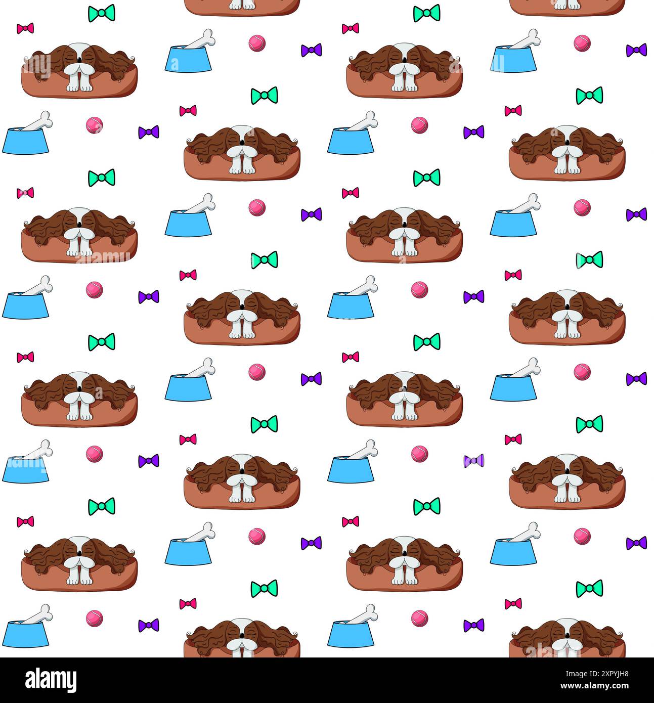 Seamless pattern with cute muzzles of dogs of different breeds, black ...