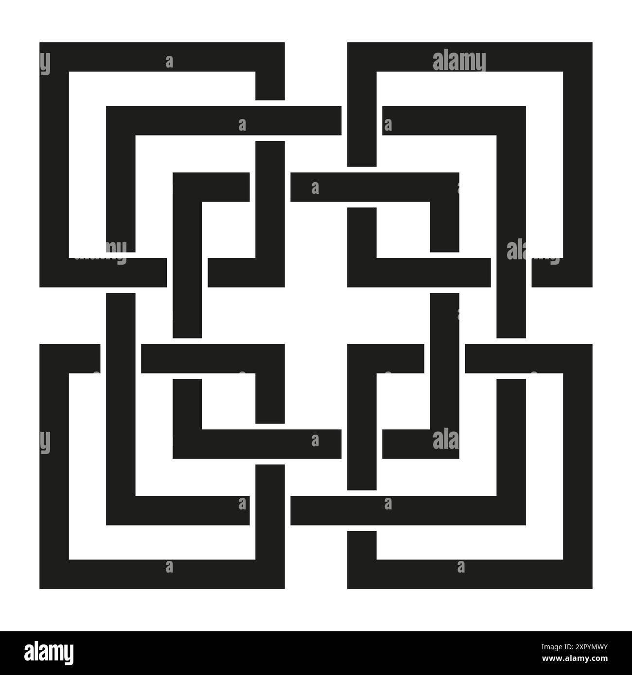 Geometric maze pattern. Black rectangular lines. Abstract labyrinth ...