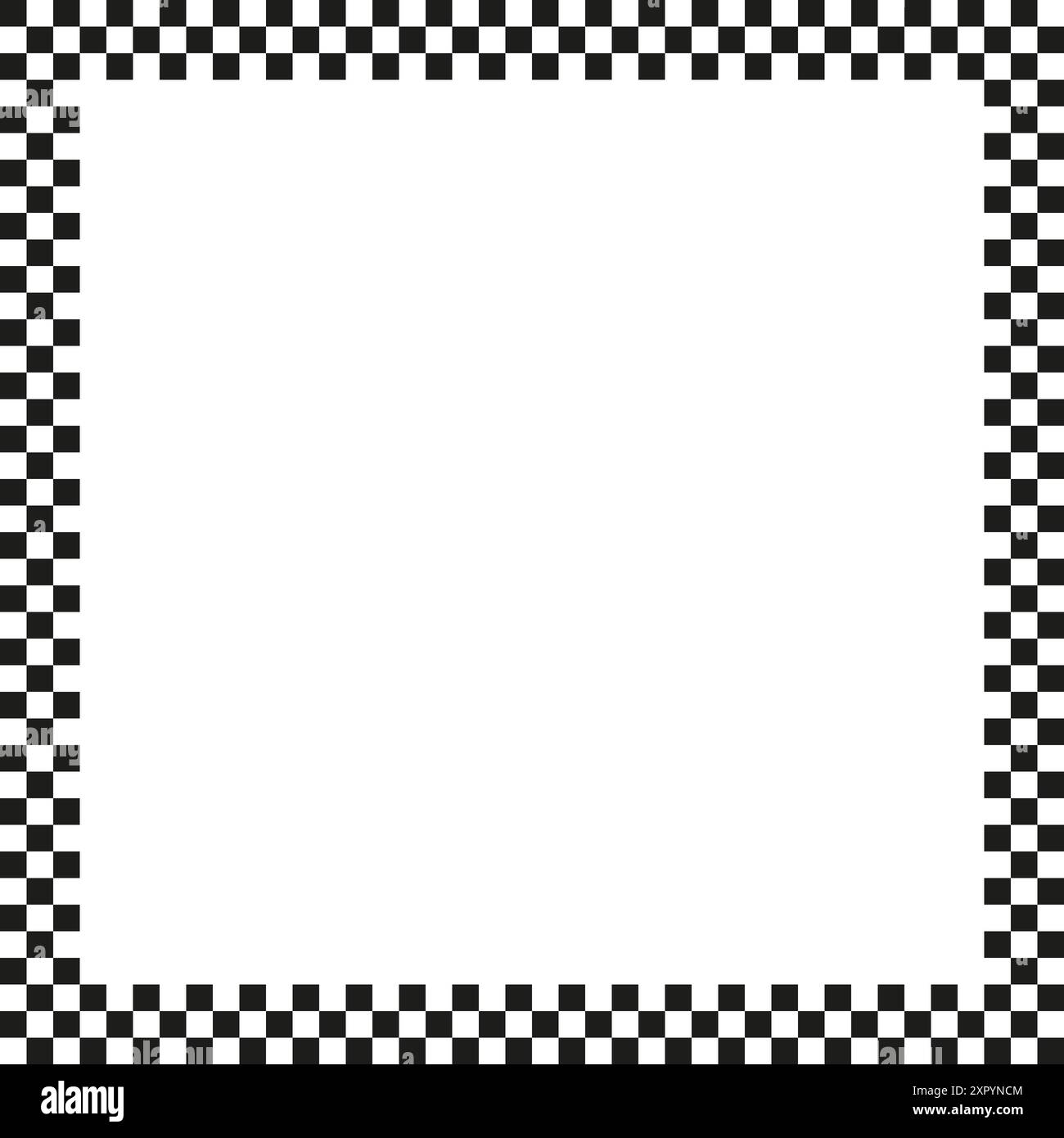Checkerboard border frame. Black and white. Simple square pattern. Vector graphic. Stock Vector