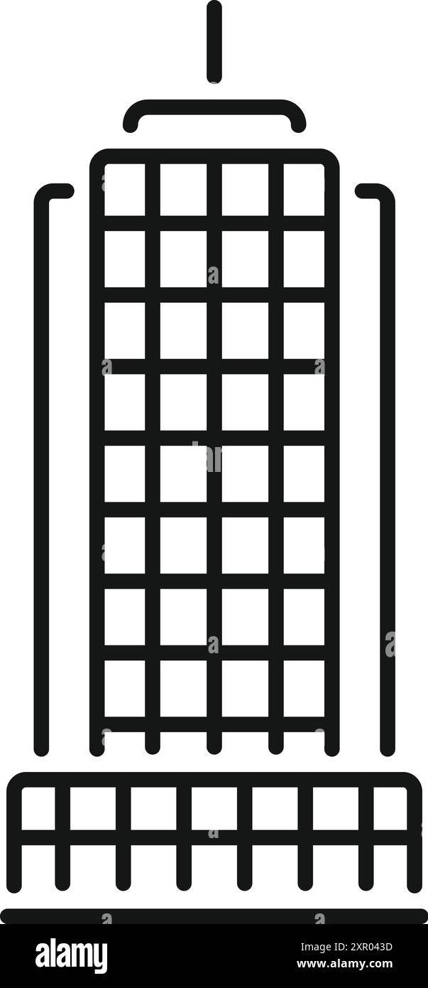 Simple line art icon of a skyscraper representing a modern office ...