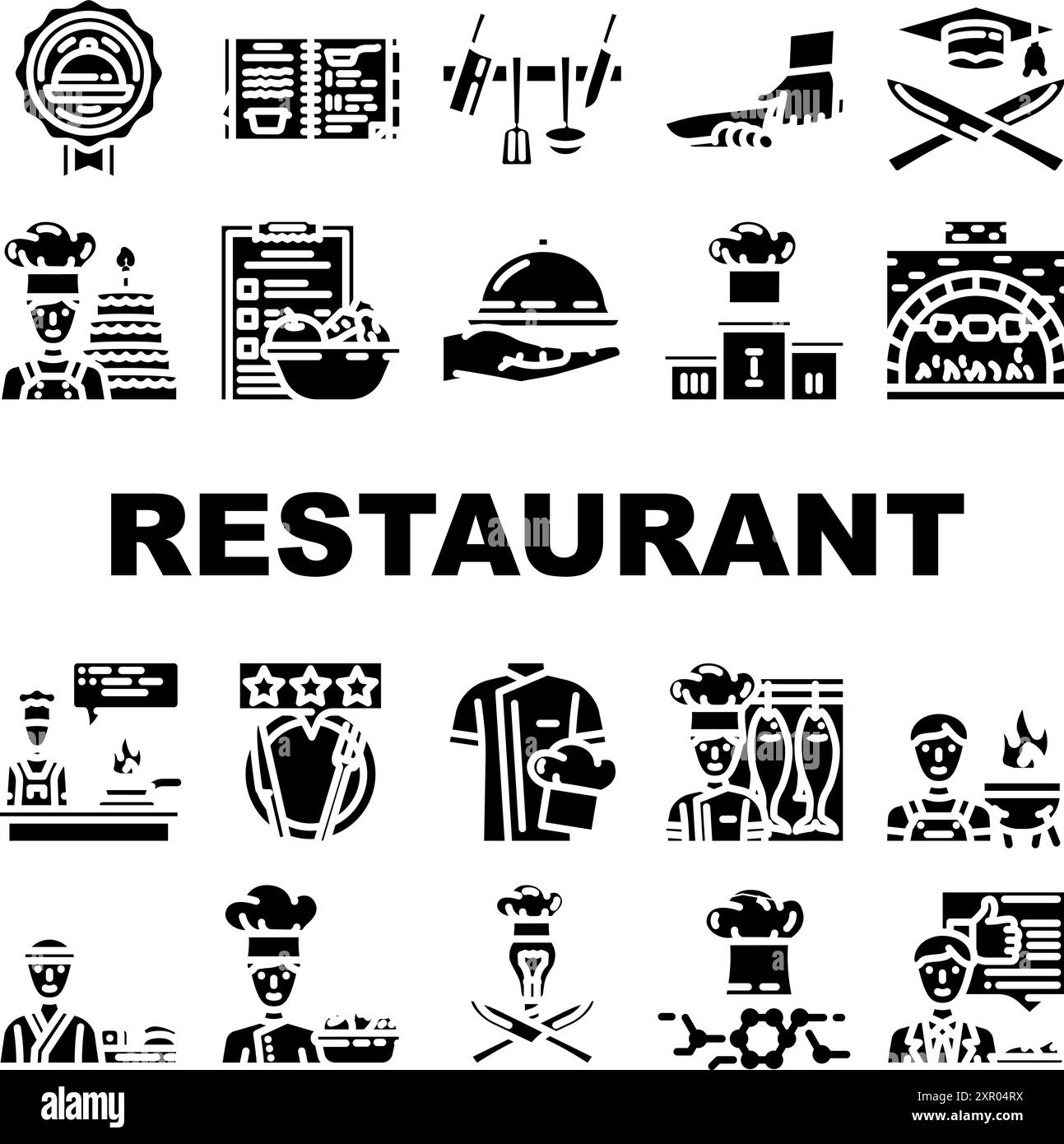 restaurant chef cook food icons set vector Stock Vector Image & Art - Alamy