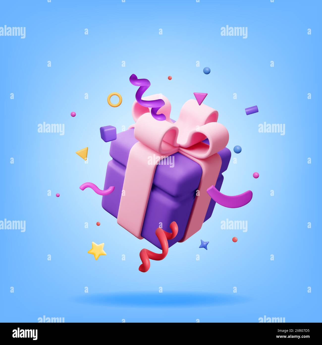 3D gift box with falling confetti Stock Vector Image & Art - Alamy