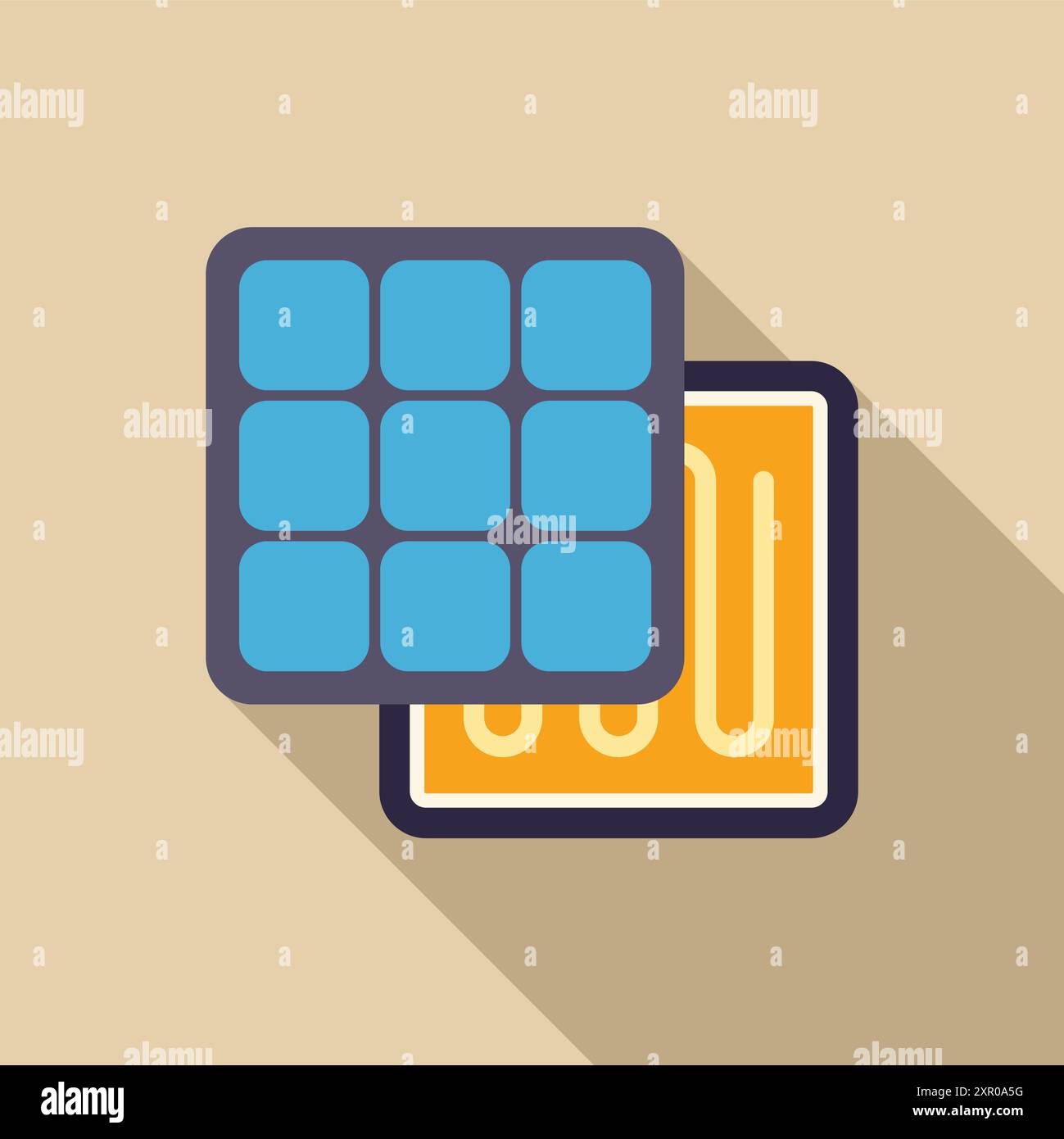 Solar panel generating electricity for underfloor heating system, eco friendly heating concept Stock Vector