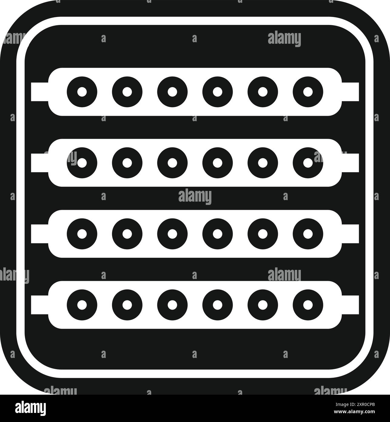 Black and white icon of a circuit board featuring rows of microchips ...