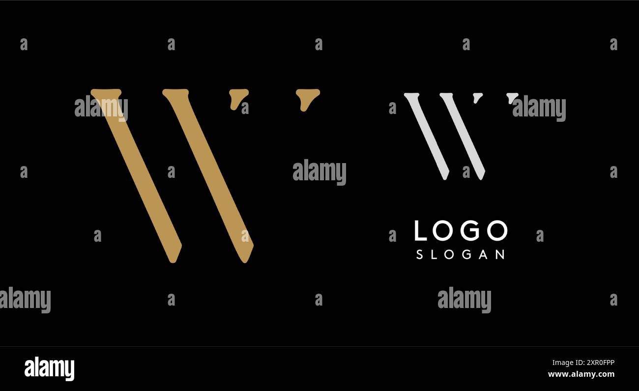 Minimalist logo design with letter W in gold on black background for ...