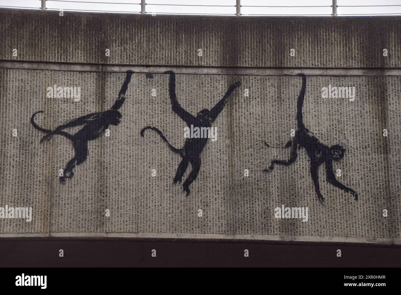 London, UK. 8th August 2024. A new artwork by Banksy appears on a ...