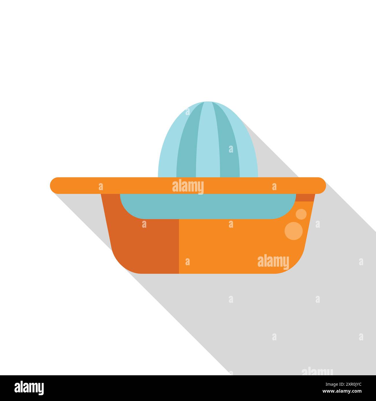 Orange and blue citrus juicer squeezing fresh juice for a healthy, refreshing drink Stock Vector