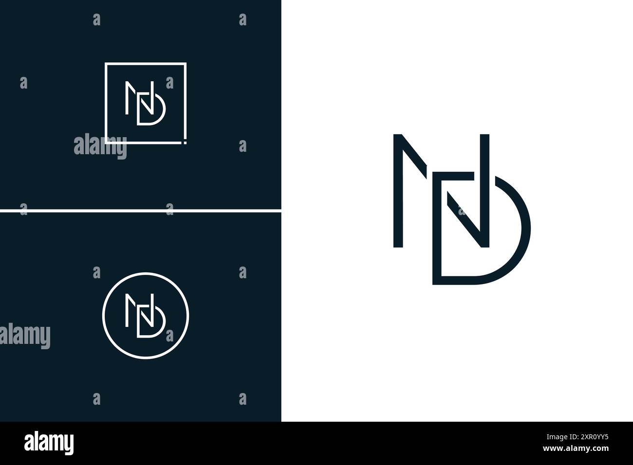 ND Vector Logo Template - Simple Icon for Initial Letter N and D Monogram Stock Vector