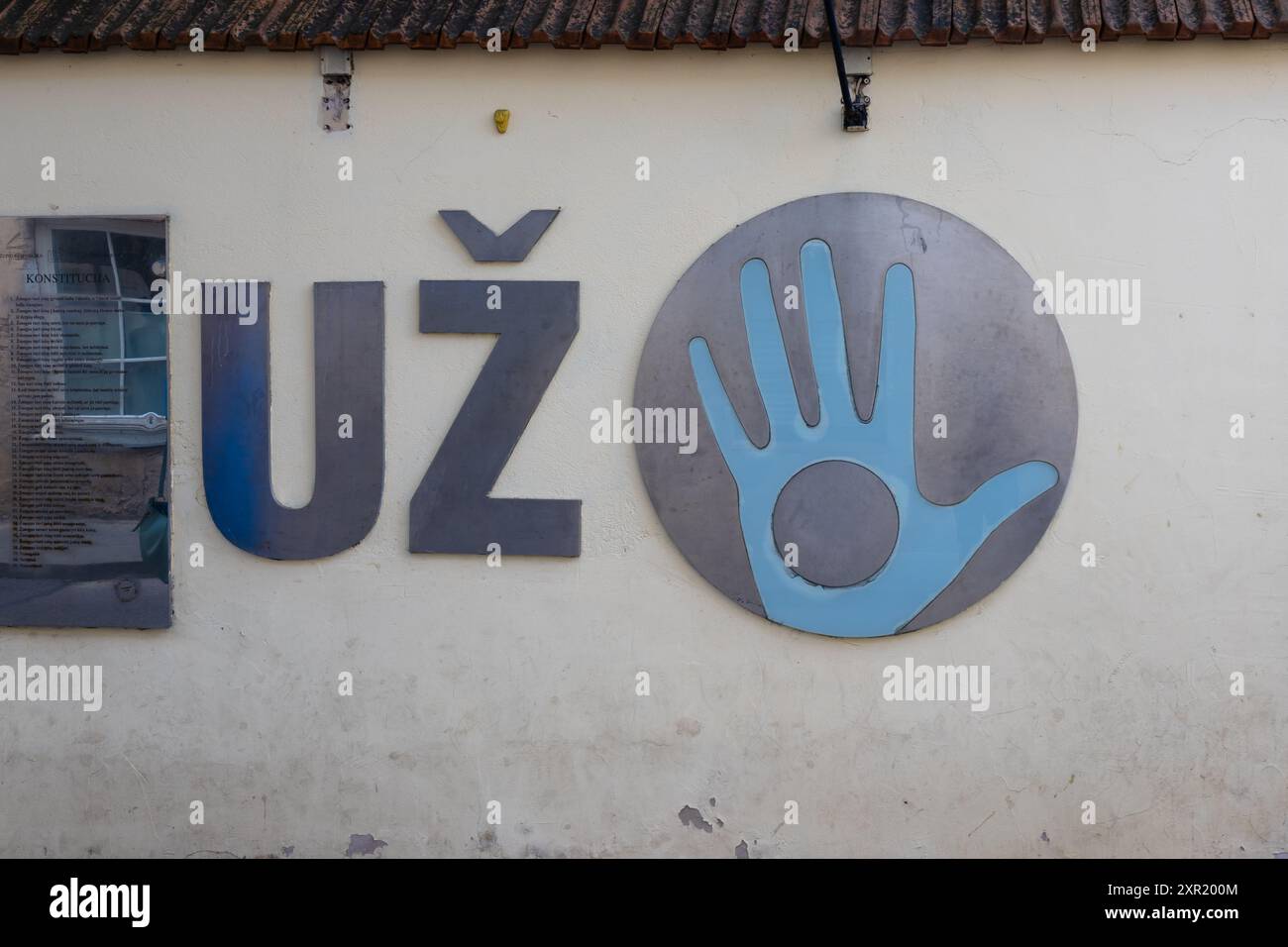 Vilnius, Lithuania. June 28, 2024. View of Uzupis sign Stock Photo