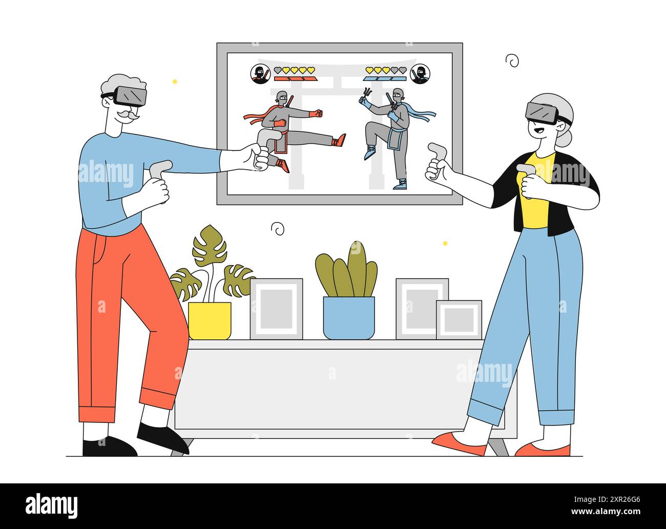 couple-plays-video-game-home-stock-vector-images-alamy