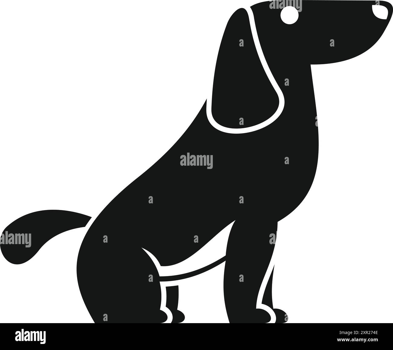 Simple black and white icon of a dog sitting and looking up Stock ...