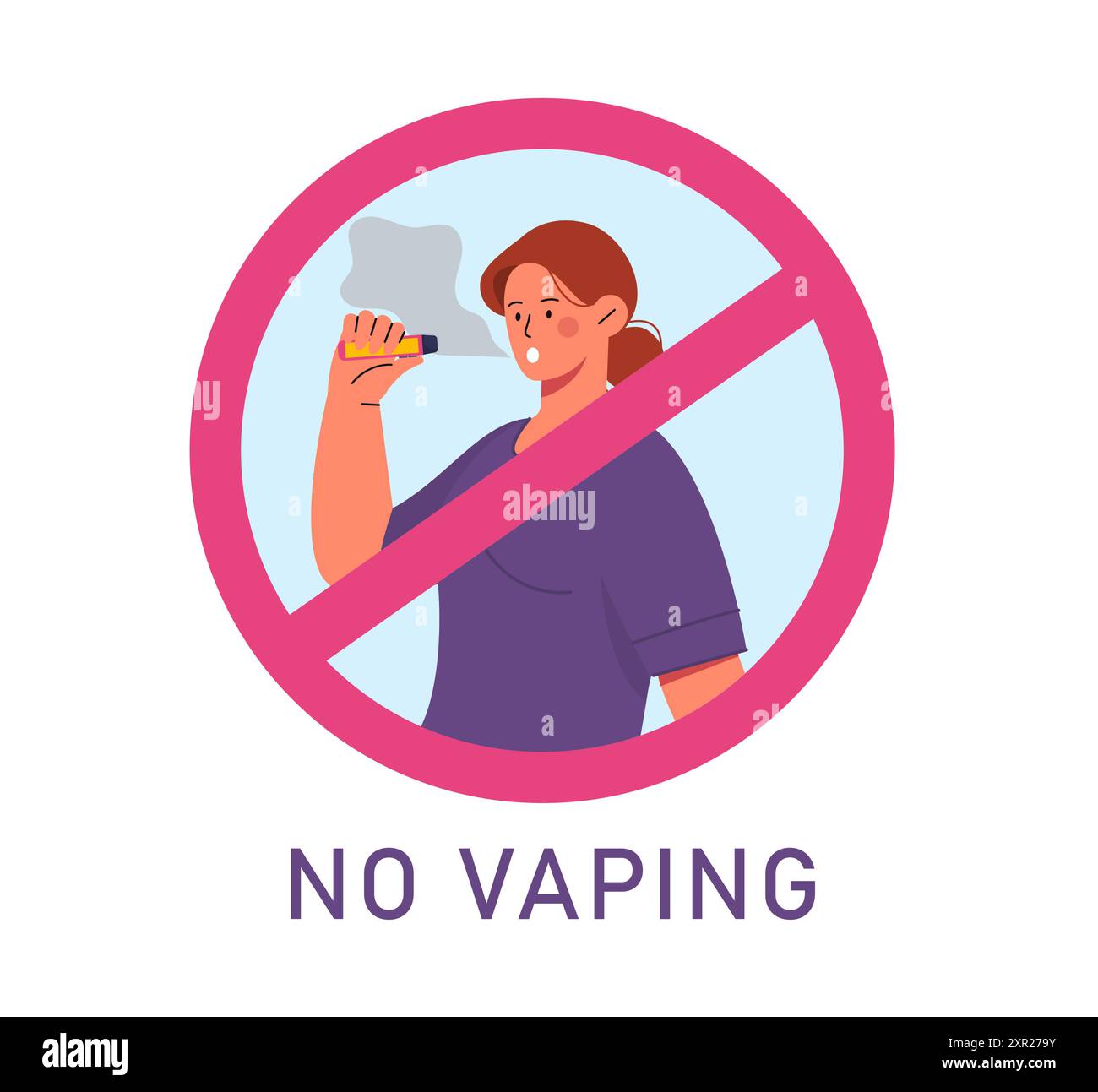 No vaping zone. Crossed out woman with vape. Forbidden and prohibited ...