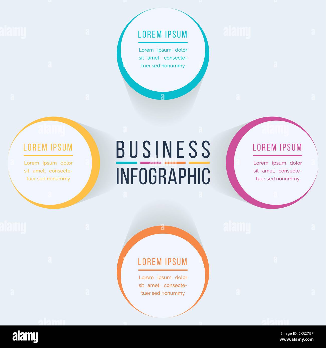 Circle Infographic design 4 steps, objects, elements or options ...
