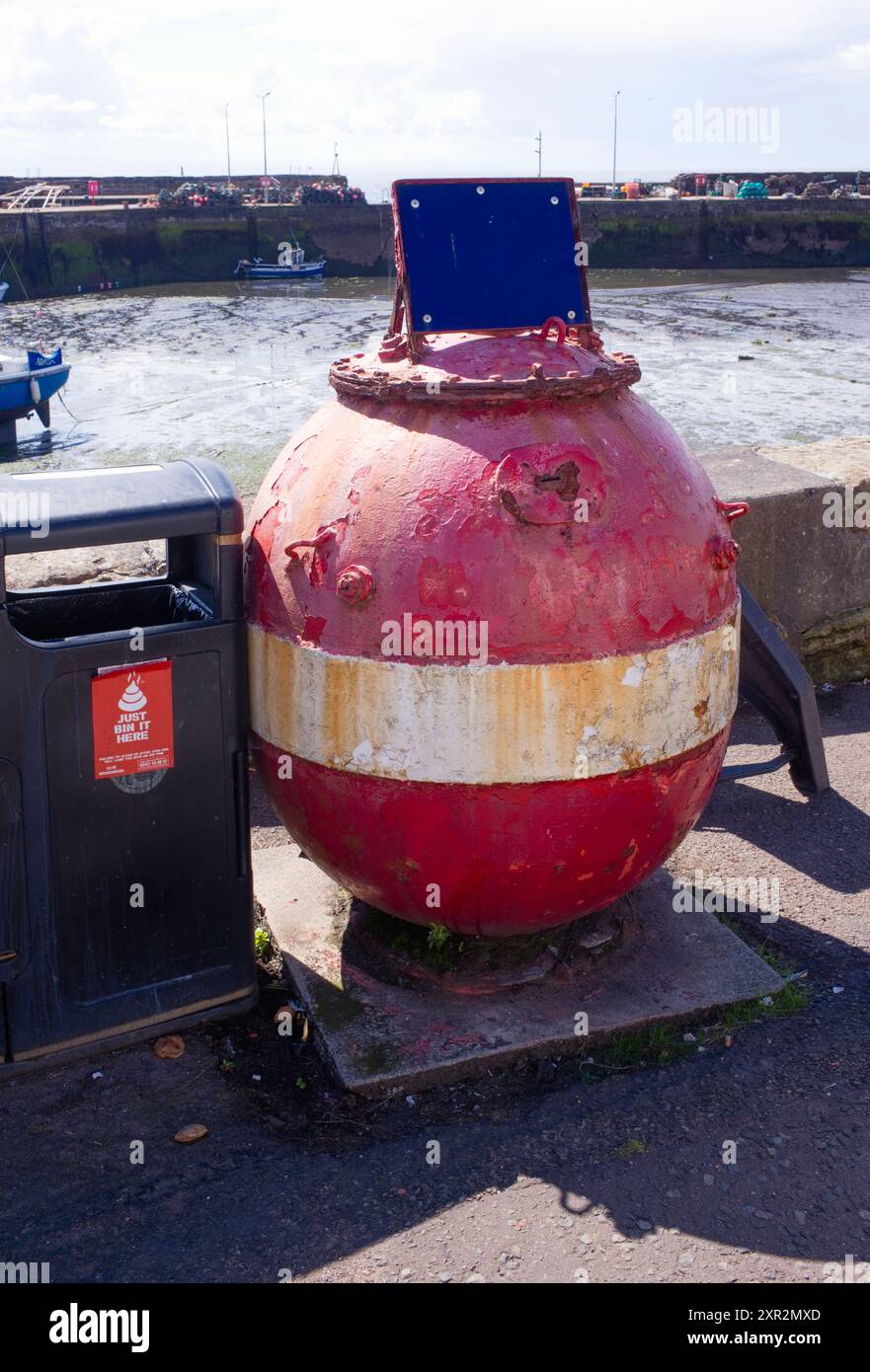 Close up of sea mine at St Monans in Fife, Scotland Stock Photo