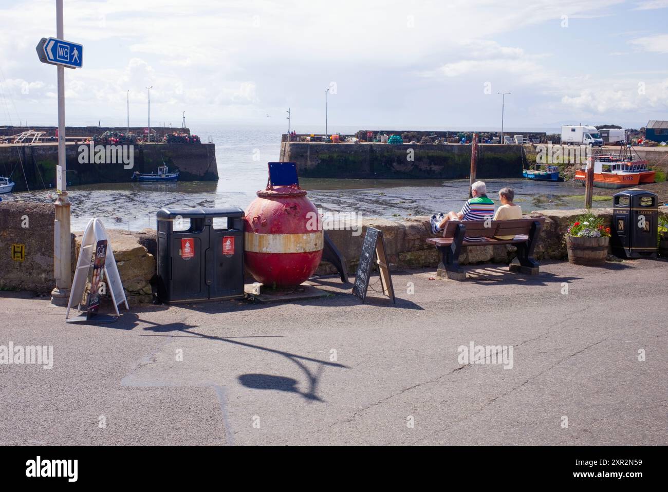 Sea mine at St Monans harbour in Fife, Scotland Stock Photo