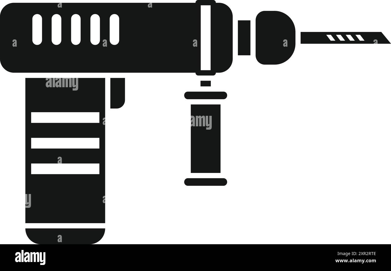 Black silhouette of a powerful electric hammer drill, essential tool