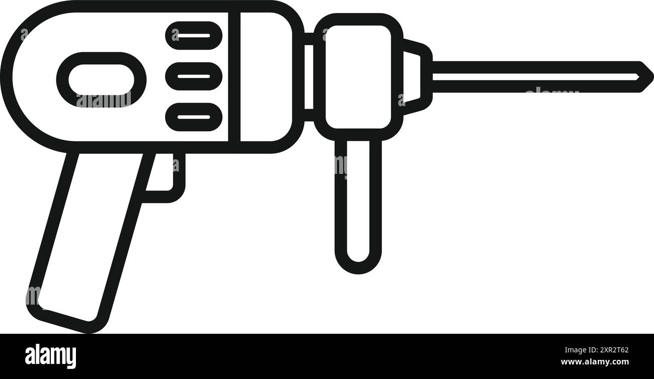 Electric hammer drill tool for construction working is isolated on a white background Stock Vector