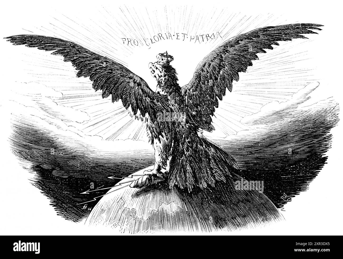 Frontispiece with Prussian eagle and Latin inscription Pro Gloria et