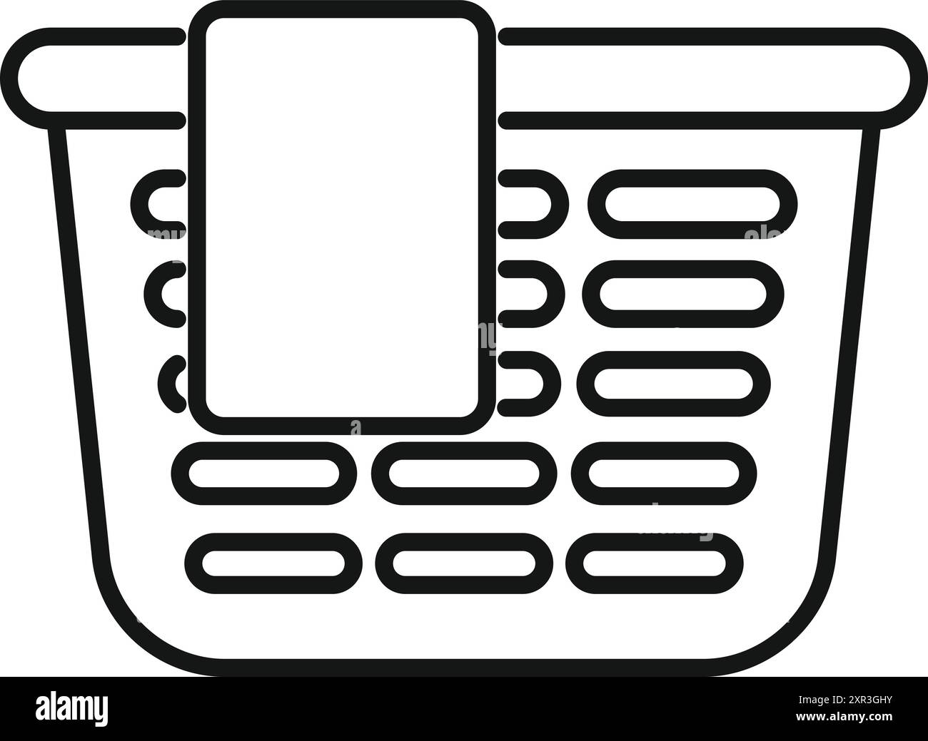 Laundry basket icon with clothing hanging out, line art style for apps ...