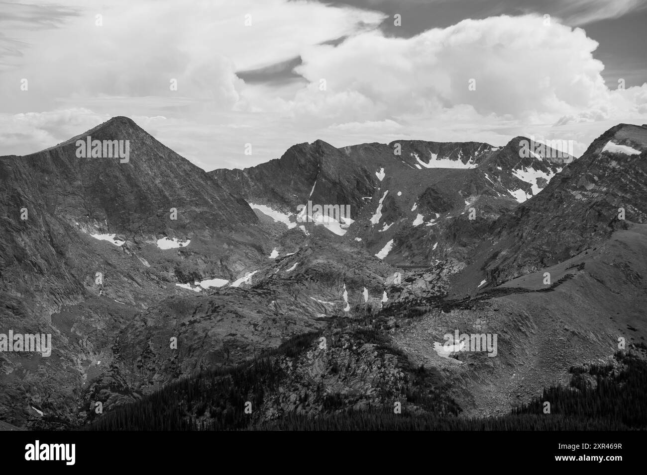 Mountains in Rocky Mountain National Park in Black and White Stock ...