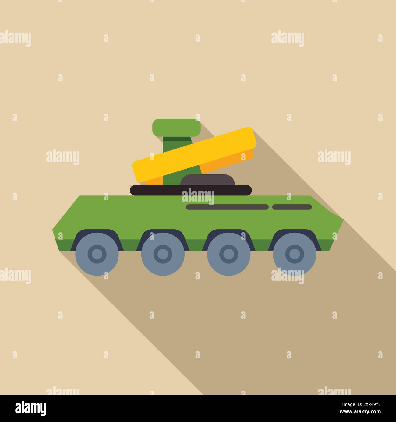 Military tank with rocket launcher staying in ambush on military operation Stock Vector