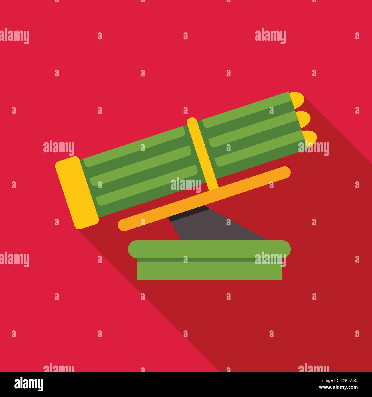 Multiple launch rocket system firing rockets, military equipment concept Stock Vector