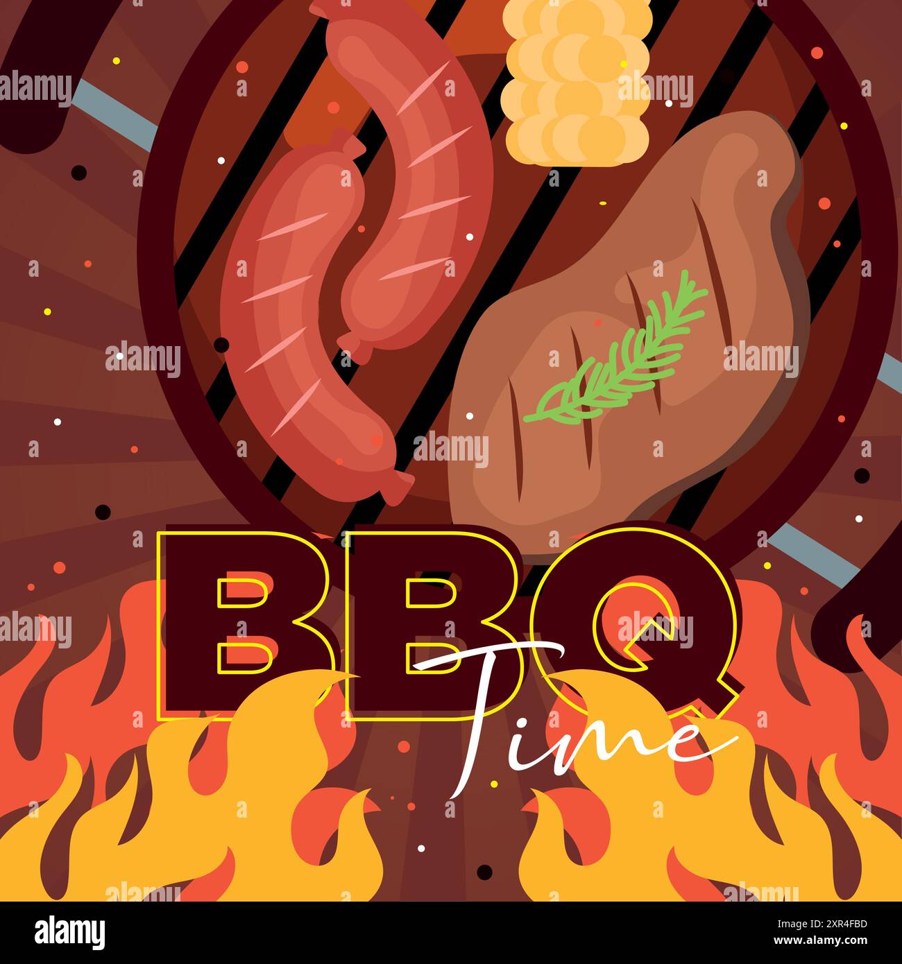piece of meat and sausage BBQ poster Vector Stock Vector Image & Art ...