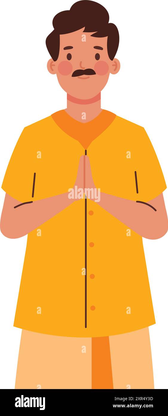 male in namaste gesture of hands Stock Vector