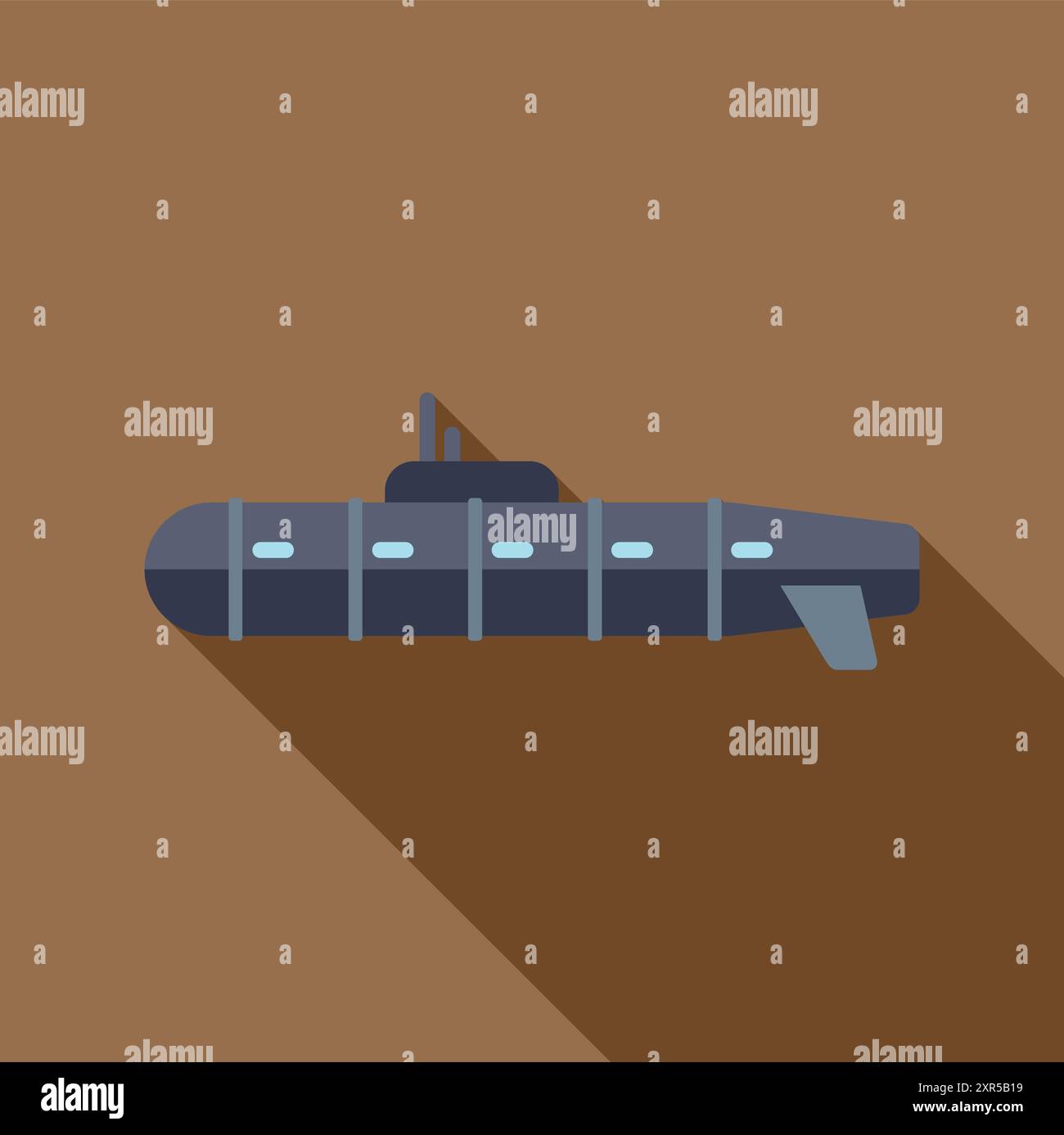 Large military submarine patrolling the deep ocean on a clandestine ...