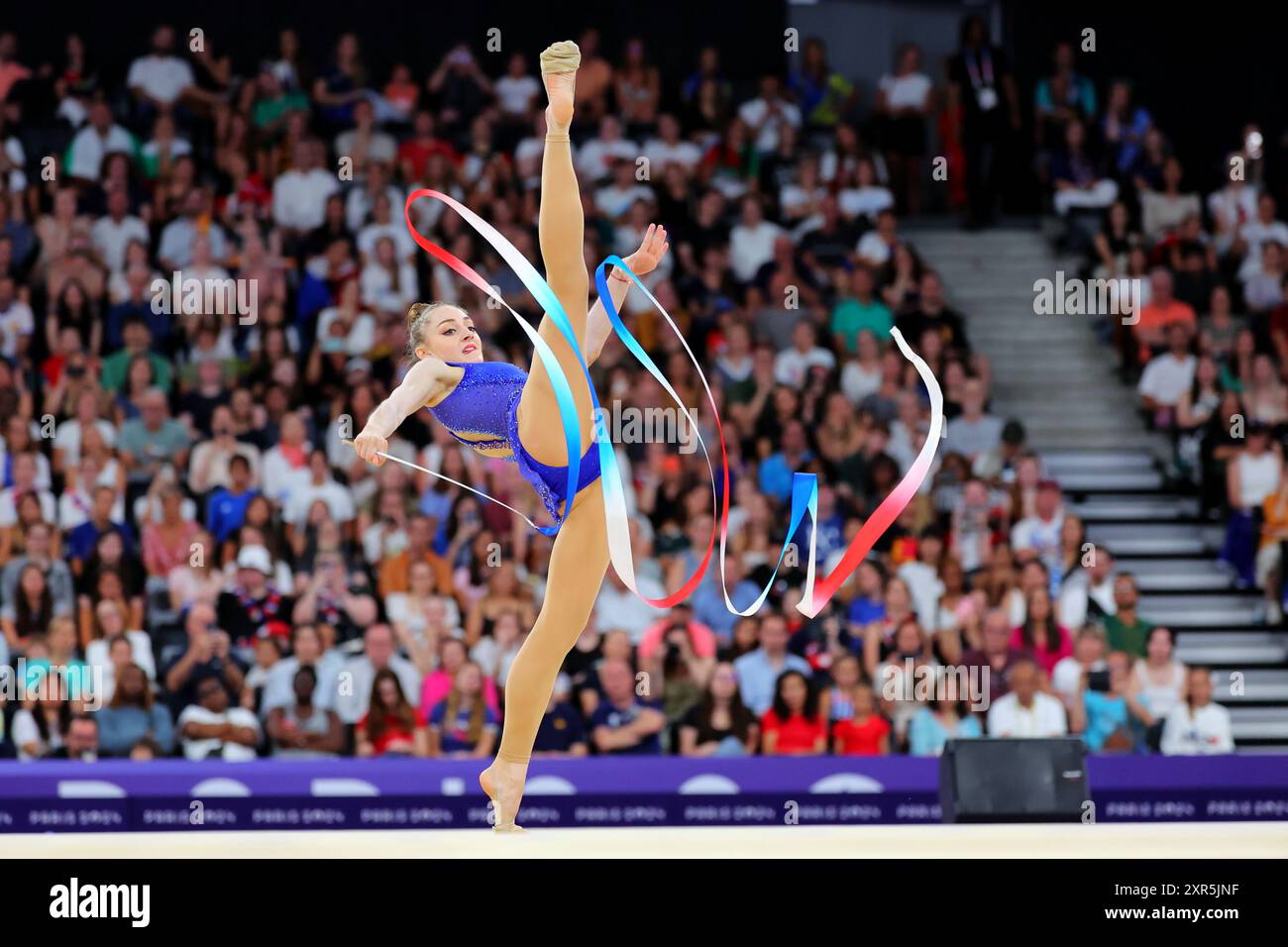 Qulification Ribbon Paris, France. 8th Aug, 2024. Boryana Kaleyn (BUL) Rhythmic Gymnastics ...