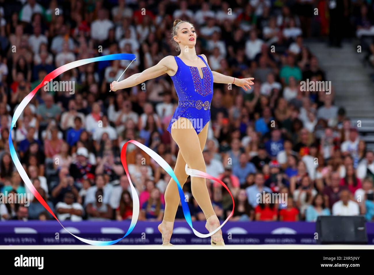 Qulification Ribbon Paris, France. 8th Aug, 2024. Boryana Kaleyn (BUL) Rhythmic Gymnastics ...