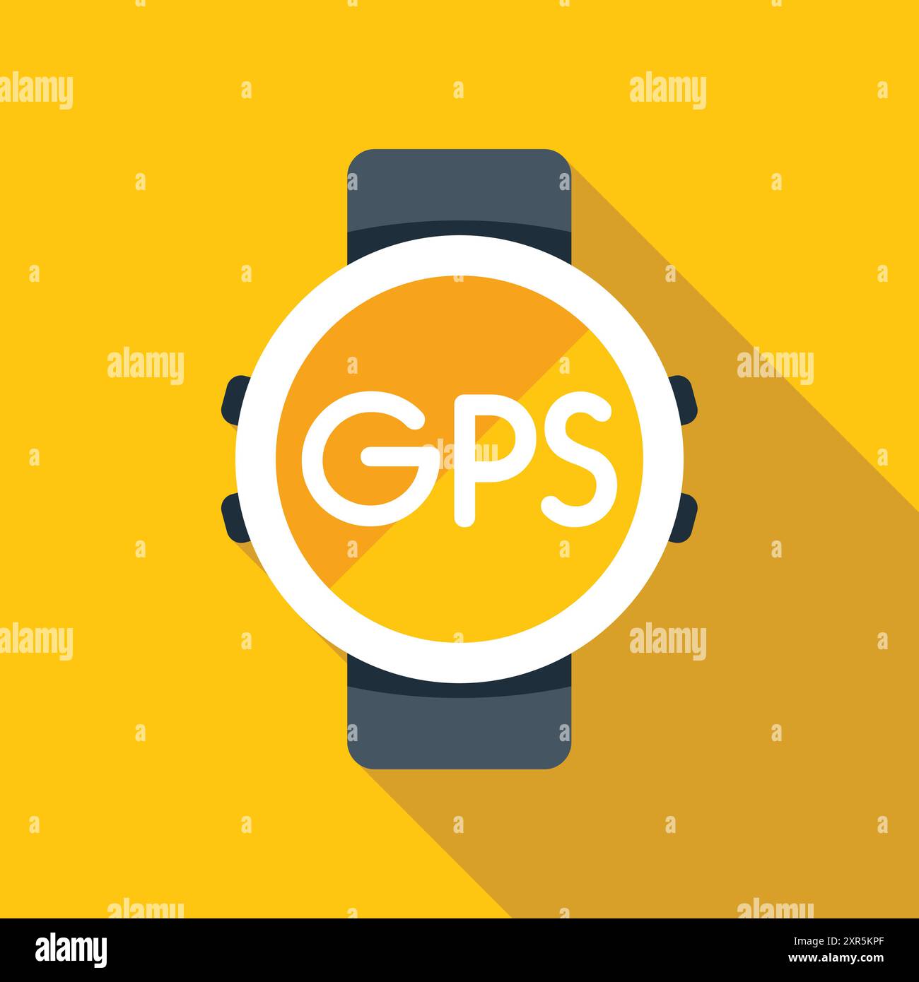 Smart watch showing gps navigation system on yellow background Stock ...