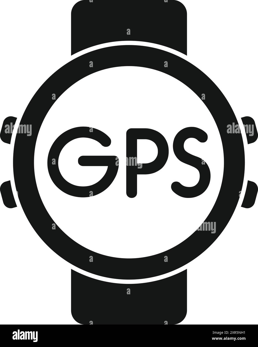 Black and white icon of a smartwatch displaying gps functionality ...