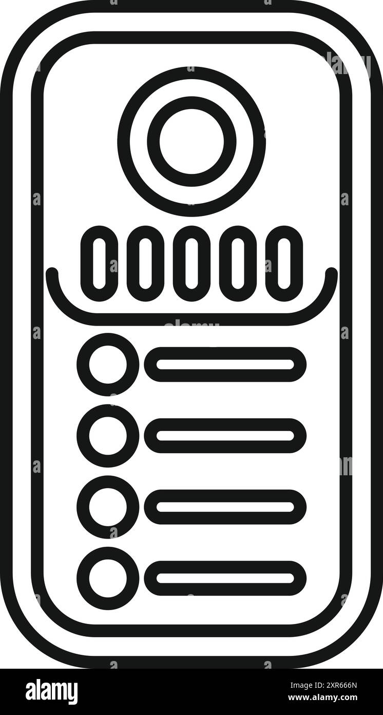 Line icon of a intercom device showing digital display for communication Stock Vector