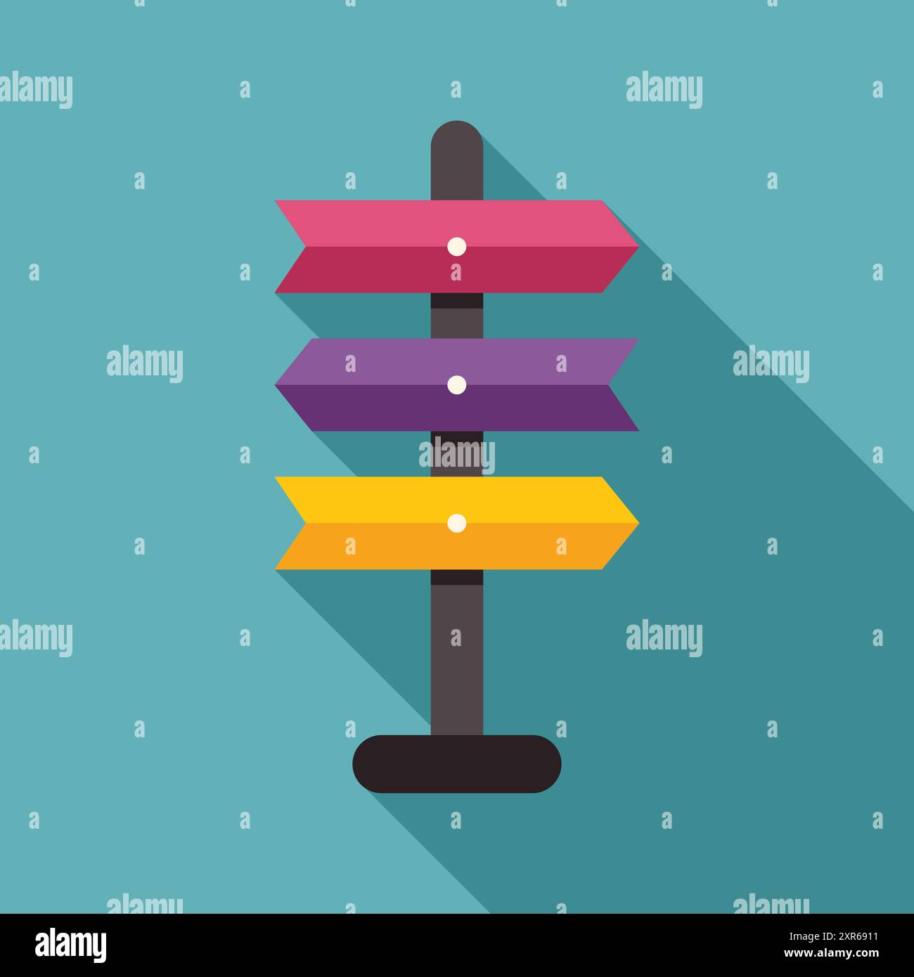 Blank colorful direction sign post pointing different ways making ...