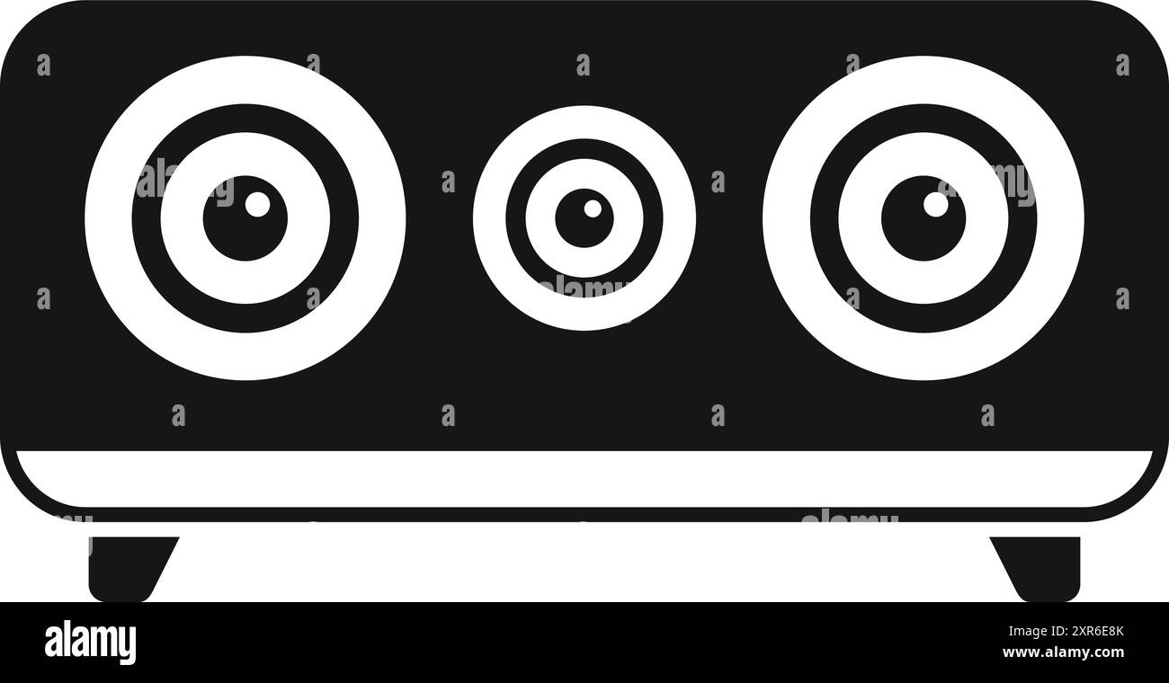 Sound bar standing on a surface, offering a powerful audio experience Stock Vector