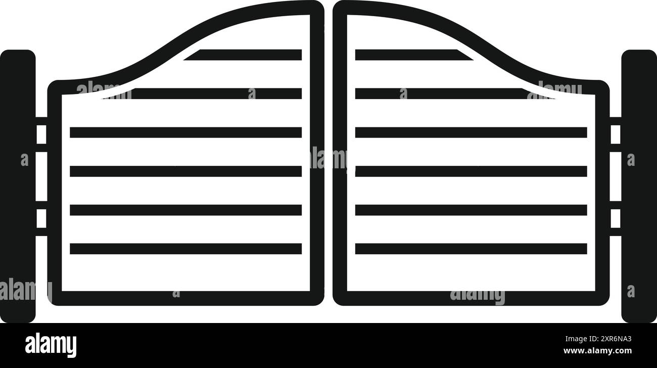 Simple line art icon of a classic saloon door, bringing a touch of the wild west Stock Vector