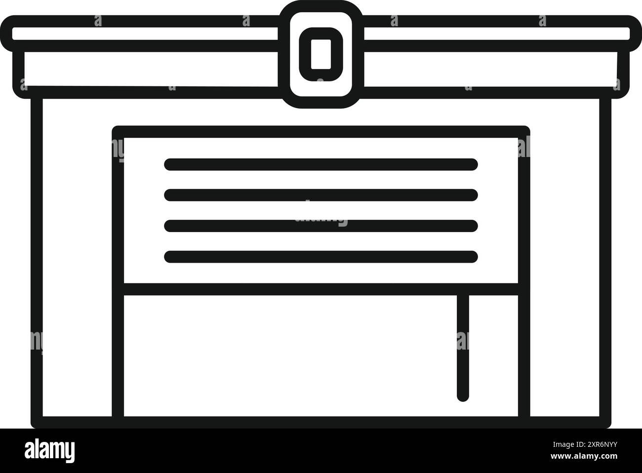Garage door being opened with automatic remote control system, linear icon Stock Vector