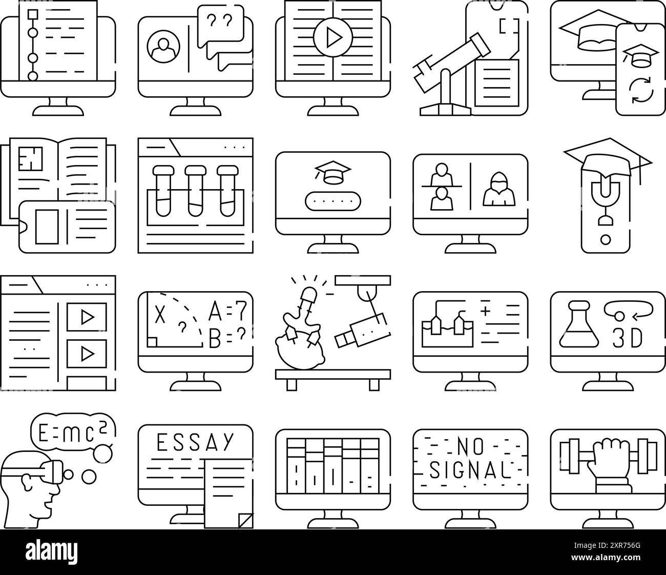 Books reading education icons Black and White Stock Photos & Images - Alamy