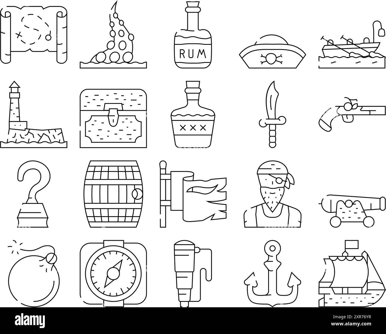 Pirate Sea Robber Collection Icons Set Vector Stock Vector Image & Art ...