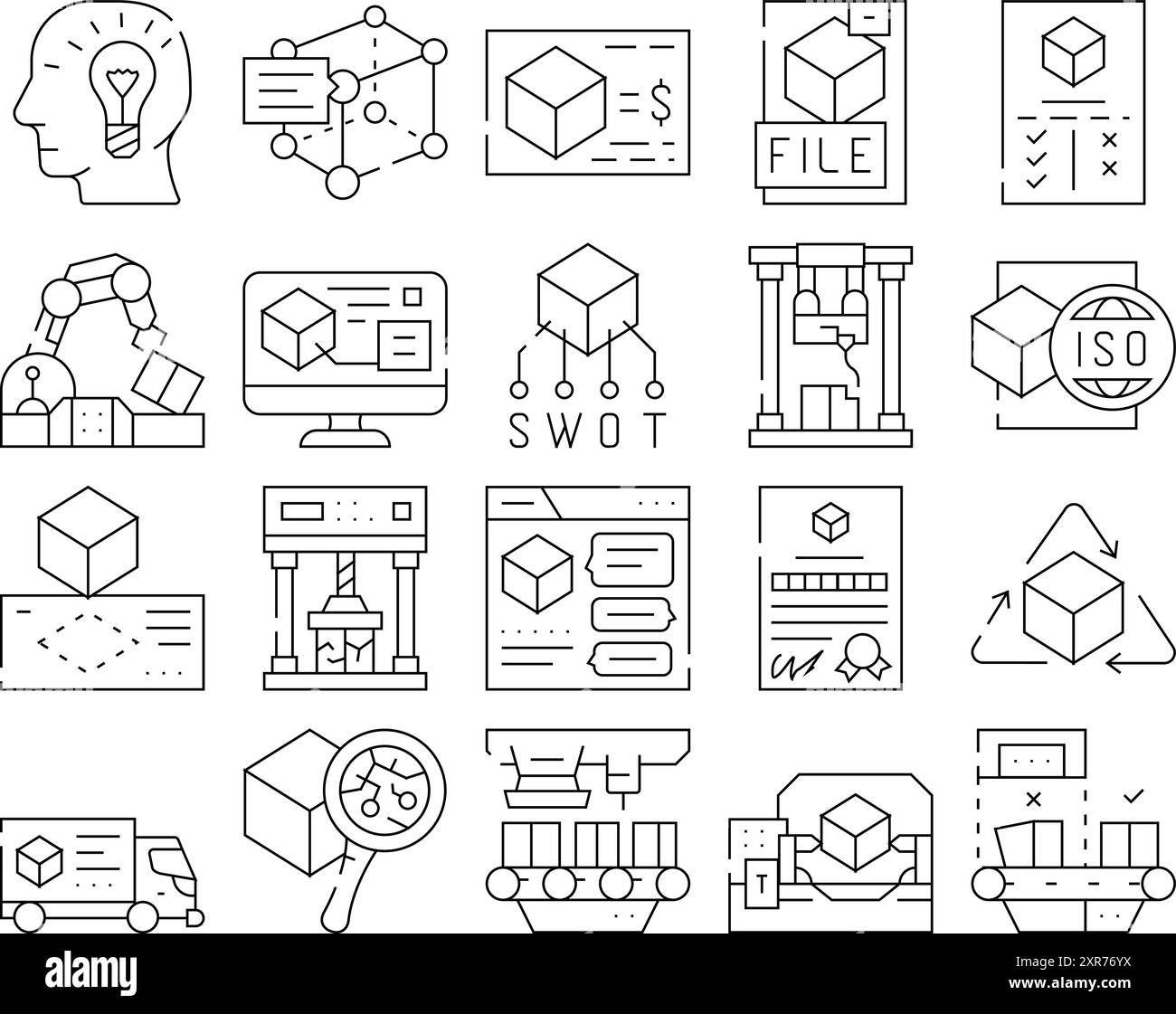 Production Business Collection Icons Set Vector Stock Vector Image ...
