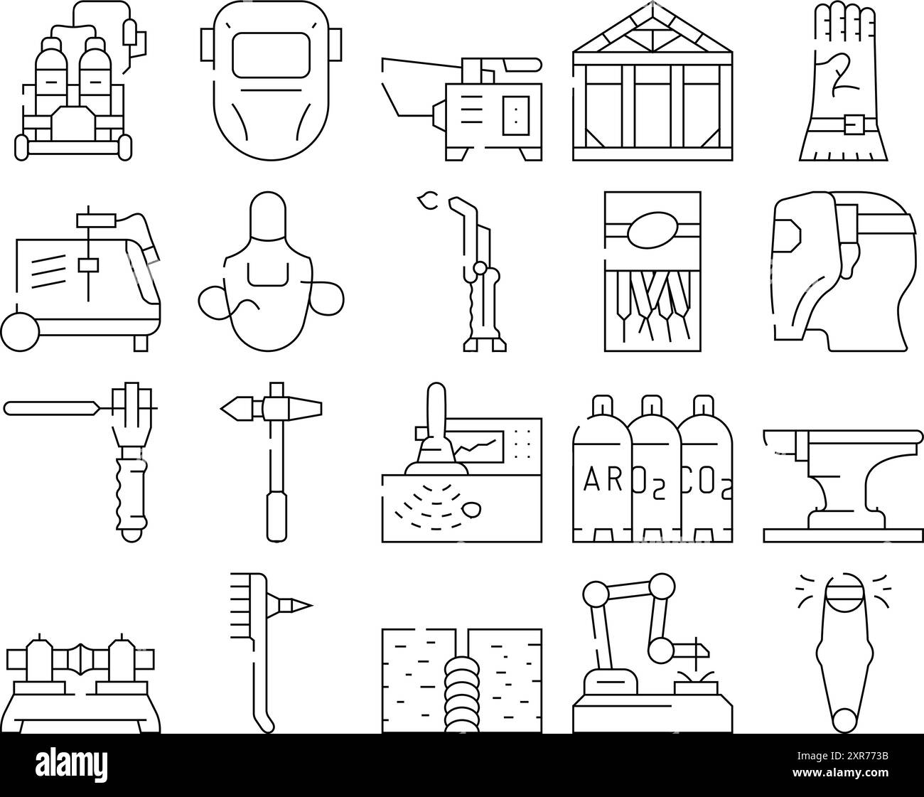 Welding Engineering Collection Icons Set Vector Stock Vector Image ...