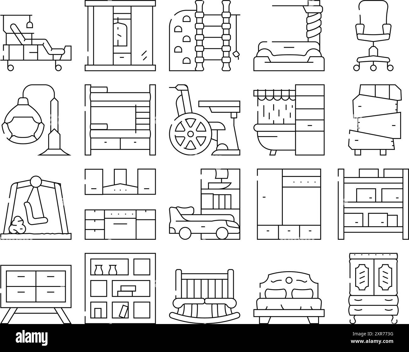 Furniture House Room Interior Icons Set Vector Stock Vector Image & Art ...