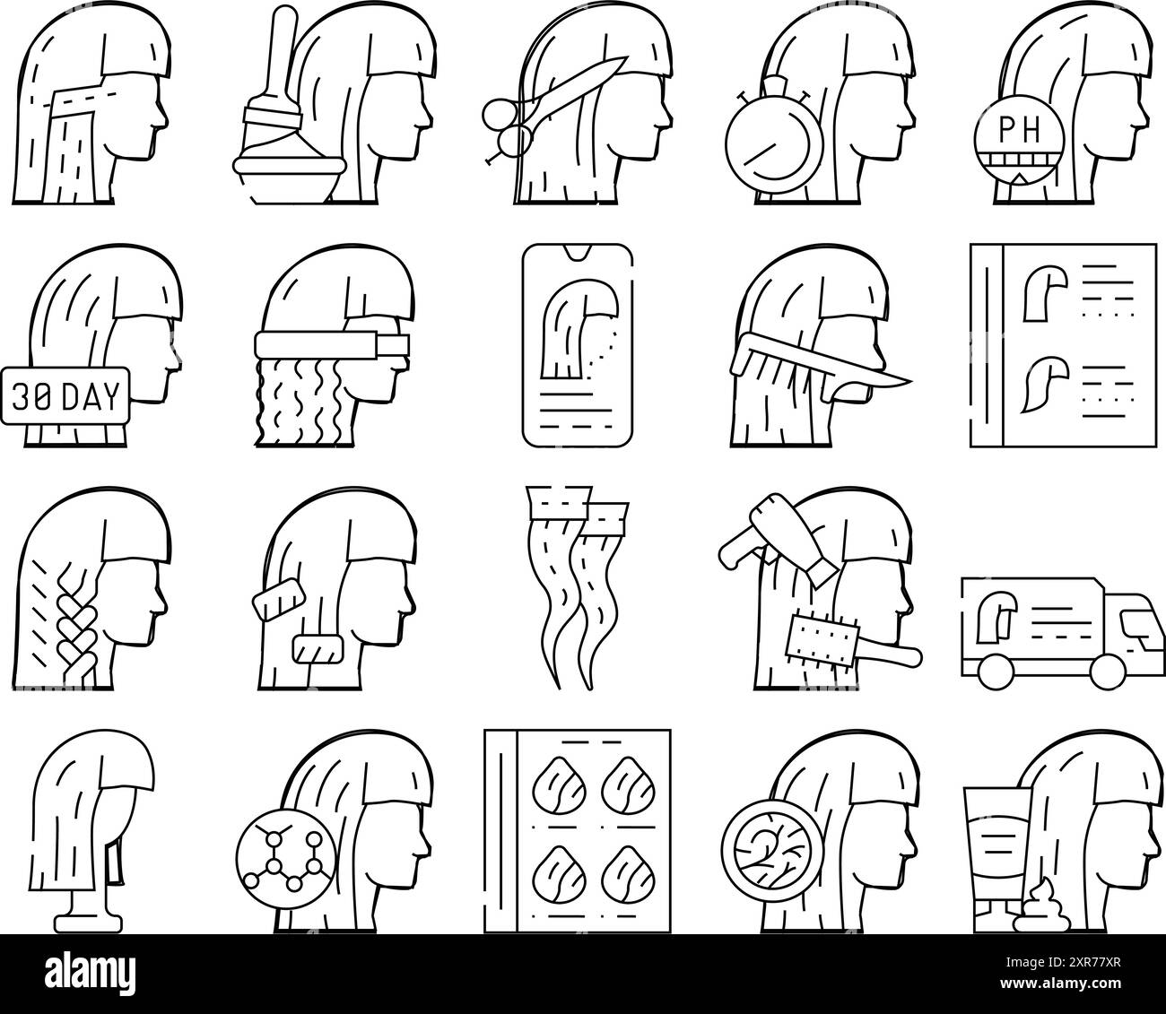 Hair Salon Hairstyle Service Icons Set Vector Stock Vector Image & Art ...